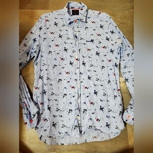 NZA New Zealand Auckland Plaid Floral Button Down Shirt. Blue, White. Men L.